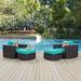 Modway Convene 4 Piece Outdoor Patio Sectional Set in Espresso Turquoise