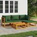 Anself 5 Piece Patio Set with Green Cushions Solid Wood