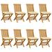 Anself 8 Piece Folding Garden Chairs with Cream White Cushion Teak Wood Side Chair for Patio Backyard Poolside Beach Outdoor Furniture 18.5 x 23.6 x 35 Inches (W x D x H)