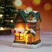 Christmas Village Houses with LED Light Resin Village Houses Lit Building Table Decoration for Christmas Holiday Party Dollhouse Decoration