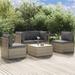 Aibecy 5 Piece Patio Set with Cushions Gray Poly Rattan