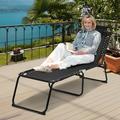 Vicamelia Outside Folding Lounge Chair W/ 4 Adjustable Positions and Detachable Pillow for Beach Poolside Courtyard Black