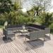 Anself 14 Piece Patio Set with Cushions Poly Rattan Gray