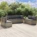 Andoer 7 Piece Patio Set with Cushions Gray Poly Rattan