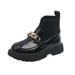 TOWED22 Toddler Boots for Girls Children Stylish Chain Kids Ankle Boots Student Dance Shoes Elastic Knitting Patchwork On Boots (Black 33)