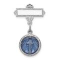 Lex & Lu Sterling Silver w/Rhodium Enameled Miraculous Medal Pin LAL104729