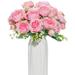 4 Bunches Artificial Flowers for Decoration Faux Rose Fake Bouquet Silk Arrangements Plastic Table Centerpiece for Vase Cake (Not Including Vase)