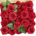 InnoGear Artificial Flowers 50 Pcs Faux Flowers Fake Flowers Dark Red Roses Perfect for DIY Wedding