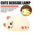 SUTENG Cat Lamp Cute Bedside Lamp Table Lamp Portable Silicone Colorful LED Nightlight Baby Night Light Super Cute Gifts for Kids