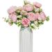 4 Bunches Artificial Flowers for Decoration Faux Rose Fake Bouquet Silk Arrangements Plastic Table Centerpiece for Vase Cake (Not Including Vase)