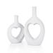 Hismir White Ceramic Heart Hollow Vase Set of 2 Flower Vase for Home Decor Modern Decorative Vase C