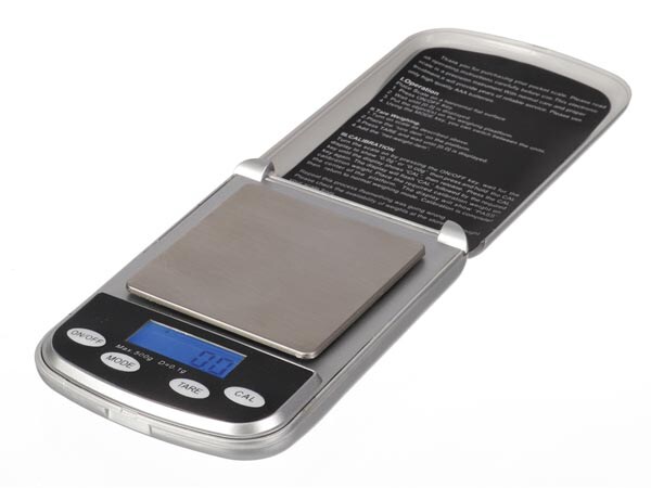 Perel Präzisionswaage, digital, 0.1 g bis zu 500 g, Tara-Funktion, automatische Abschaltung, LCD-Anzeige mit Hintergrundbeleuchtung, Grau