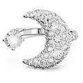 Swarovski Luna Open Ring with White Crystals and Moon Motif in a Rhodium Plated Setting, from the Swarovski Luna Collection, Size 58
