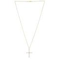 14ct Yellow Gold Pearl Religious Faith Cross Pendant Chain Necklace With Lobster Clasp Jewelry Gifts for Women - 46 Centimeters