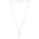 14ct Yellow Gold Pearl Religious Faith Cross Pendant Chain Necklace With Lobster Clasp Jewelry Gifts for Women - 46 Centimeters