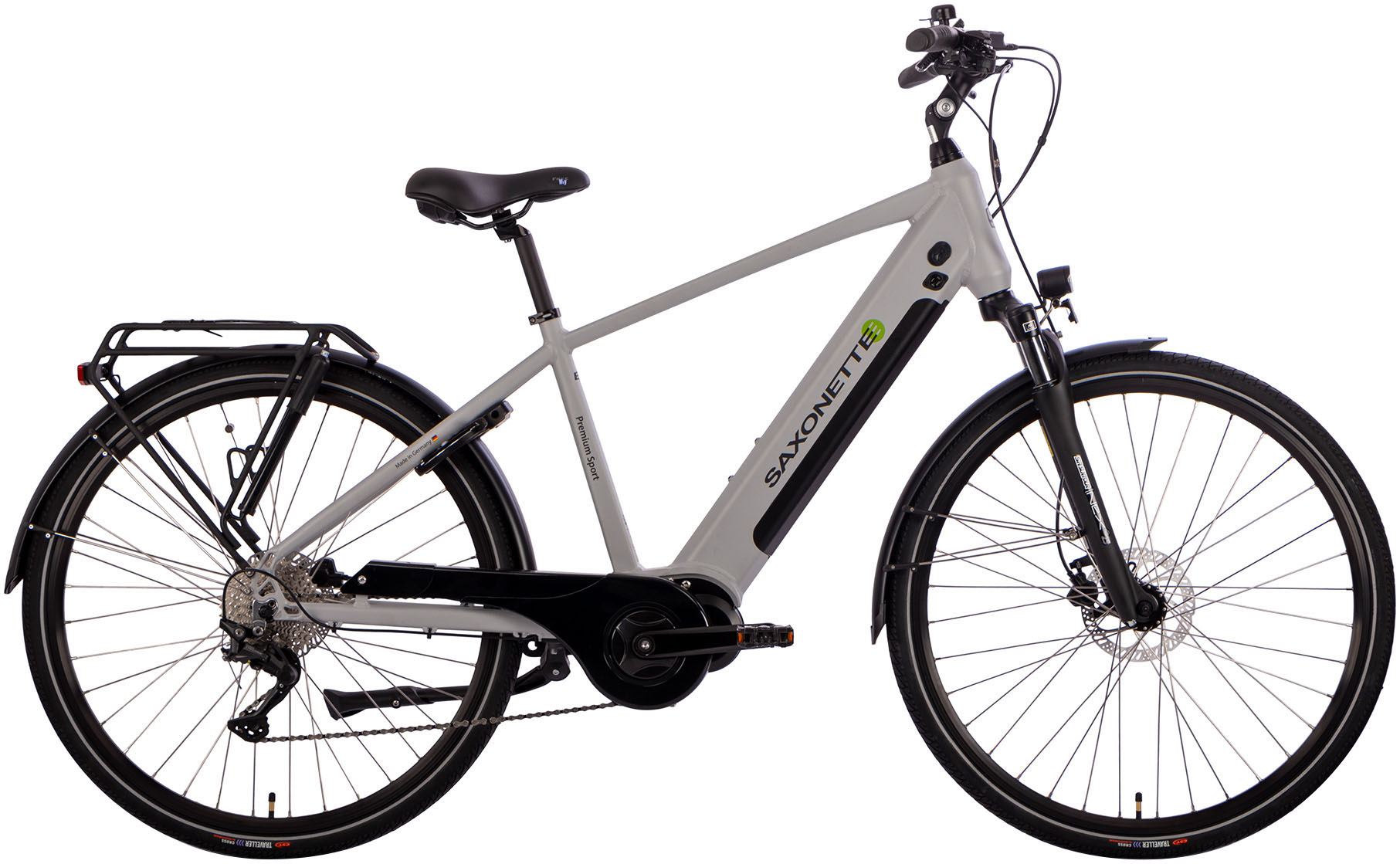 E-Bike SAXONETTE "Premium Sport (Diamant)" Gr. 54, silber (silberfarben, schwarz), Elektrofahrräder, 54cm, 28 Zoll (71,12cm), Pedelec, Elektrofahrrad für Herren Image