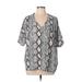 ee:some Short Sleeve Blouse: Gray Tops - Women's Size Large
