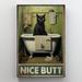 Trinx Black Cat In Bathtub Nice Butt - 1 Piece Rectangle Black Cat In Bathtub Nice Butt Canvas in Brown | 14 H x 11 W x 1.25 D in | Wayfair