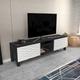 Decorotika - Lukas 160 Cm Wide Modern tv Unit tv Cabinet With Mdf LegsTV Stand With Two Cabinets- Lowboard Up To 63 TVs - Black Marble Pattern And