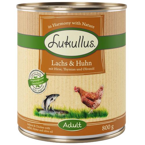 10 € Rabatt sichern! Sparpaket Lukullus Naturkost 24 x 800g Adult Lachs & Huhn