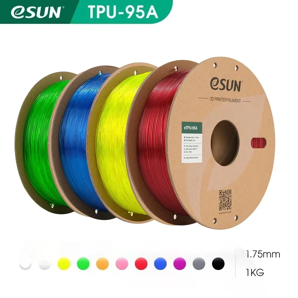 eSUN Flexibles TPU-Filament 1,75 mm, TPU 95A 3D-Drucker-Filament 1 kg 2,2 LBS Spule 3D-Druckmaterial für 3D-Drucker TPU 95A Image
