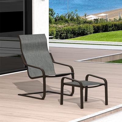 Outdoor Patio All-Weather Spring Motion Chair with Ottoman