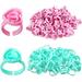 100 pcs Lash Glue Holder Glue Rings Glue Holder Rings Heart-Shaped Plastic Lash Glue Rings Volume Lashes Grafting False Eyelash Glue Water Cup to Extend Eyelash Glue Ring Cup Tray (Pink Green)