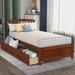 Durable Twin Wood Platform Bed with Ample Storage - No Box Spring Required, Walnut