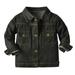 IBTOM CASTLE Toddler Baby Girls Boys Denim Jacket Long Sleeve Button Down Jeans Coat Ripped Hooded Top Fall Cowboy Casual Outwear Clothes 6-12 Months Black