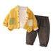Efsteb Toddler Girl Fall Outfits Clearance Fashion Infant Kids Toddler Baby Boys Fall Outfits Long Sleeve Coat Round Neck Tops Long Pants Casual 3Pcs Clothes Sets Yellow 3-4 Years