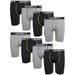 AND1 Boys Underwear - Long Leg Performance Compression Boxer Briefs Functional Fly (8 Pack) Size Medium Grey/Black