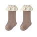 Qxutpo Baby Boy Girls Toddlers Indoor Solid Slipper Shoes Antislip Socks Booties First Walkers Lace Ruffle Socks Size 3-5 Y