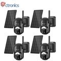 Ctronics 4pcs 2K Solar Security Camera Outdoor 2.4G WiFi Wireless Security Camera with Spotlight 4X Digital Zoom 360Â° View AI/PIR Detection FHD Color Night Vision Two-Way Talk IP66 Waterproof