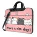 ZNDUO Cartoon Cat Greeting Doodle Pattern Laptop Bag 13 inch Business Casual Durable Laptop Backpack