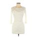 Forever 21 Casual Dress Scoop Neck 3/4 sleeves: White Print Dresses - Women's Size Medium