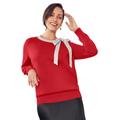 Plus Size Women's Tie-Neck Sweater by Jessica London in Classic Red Silver (Size 18/20)