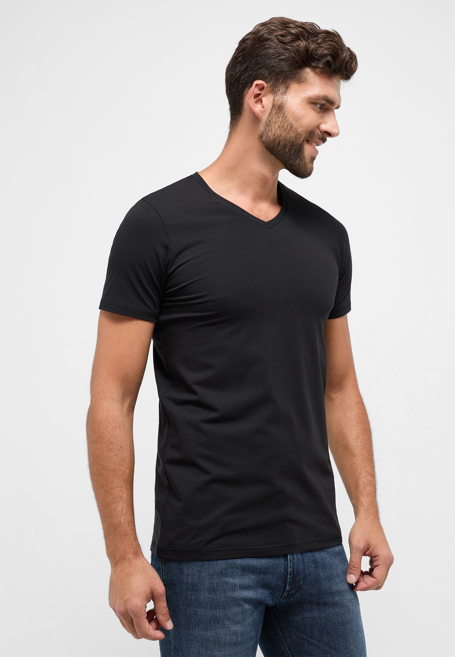 V-Shirt ETERNA, Herren, Gr. M, schwarz, 92% Baumwolle, 8% Elasthan, normal, Shirts Image
