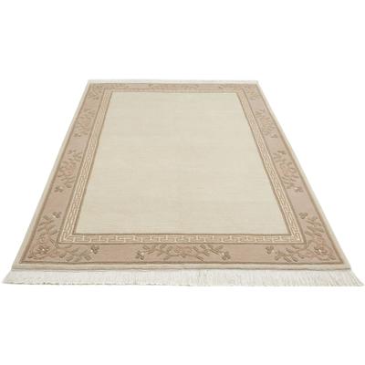 Orientteppich LUXOR LIVING "Giza", beige (creme), B:170cm H:12mm L:240cm, Obermaterial: 100% Wolle, Teppiche, reine Wolle, handgeknüpft, mit Bordüre und Fransen Image