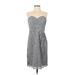 David's Bridal Cocktail Dress - Sheath Sweetheart Sleeveless: Gray Dresses - Women's Size Small