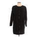 Banana Republic Factory Store Casual Dress - Shift Crew Neck 3/4 sleeves: Black Print Dresses - Women's Size Large