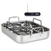 Viking 3 Ply Stainless Steel Roasting Pan w/ Rack & Thermometer Set Stainless Steel in Blue/Gray | 5.1 H x 17.5 W x 13.68 D in | Wayfair