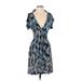 Tory Burch Casual Dress - Wrap V-Neck Short sleeves: Blue Dresses - Women's Size X-Small