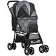 Pet Stroller Dog Pram Pushchair Cat Travel Carriage with Universal Wheels, Brake, Canopy, Storage Bag