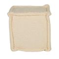 Pouf en tissu bouclé beige forme cube 40cm