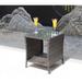 Outdoor Patio Coffee Table Brown Wicker Side Table with Tempered Glass Tabletop and 1 Shelf Tbale for Outdoor Garden
