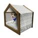 USA Pet House Liberty New York City Hotdog Manhattan Bridge American Illustration Outdoor & Indoor Portable Dog Kennel with Pillow and Cover 5 Sizes Yellow Grey White by Ambesonne