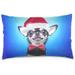 Smart Dog in Christmas Costume Velvet Oblong Lumbar Plush Throw Pillow Cover/Shams Cushion Case 16x24in Decorative Invisible Zipper Design for Couch Sofa Pillowcase Only