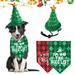Plaid Dog Bandana Hat Set Dress-up Skin Friendly Triangle Bib Christmas Cap Set Dog Bandana for Holiday