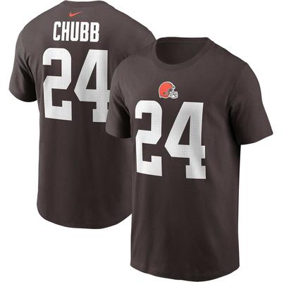 Nike Nick Chubb Brown Cleveland Browns T-Shirt mit Spielername und Nummer für Herren Image