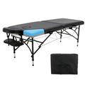 HengMing Memory Foam Portable Massage table Adjustable Folding Massage Table PU leather Spa Bed with carrying case Black